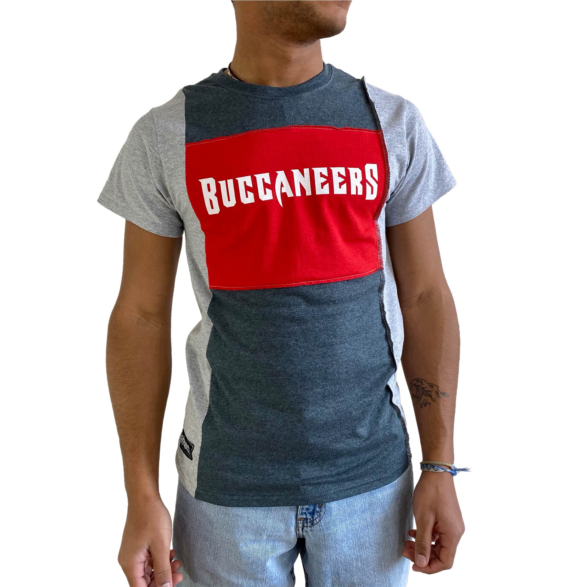 Buy Tampa Bay Buccaneers Refried Apparel Sustainable Split T-Shirt - Pewter  F4181090 Online