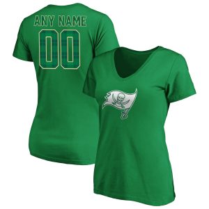 Tampa Bay Buccaneers Women's Neck T Emerald Plaid Personalized Name & Number V